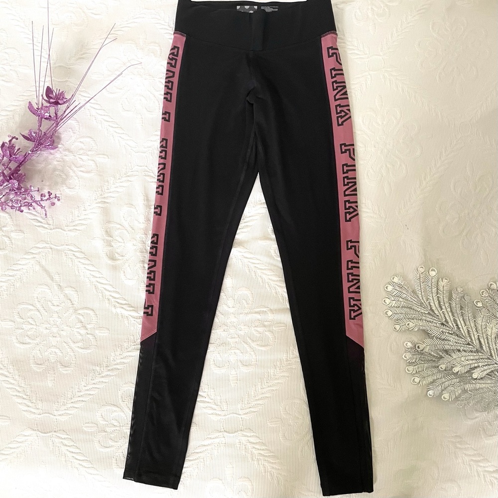 vs pink | blush pink mesh side panel logo ultimate legging workout set (2/2)